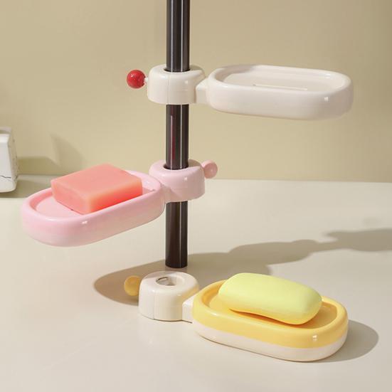 Double Layer Soap Dish with Drain Holes Wall Mounted Soap Holder Suction Cup Self Draining Soap Case for Shower Bathroom Kitchen Sink