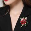Alloy Rhinestone Brooch Luxury Enamel Fashion Rose-flower Brooches  Jewelry Accessories Gift