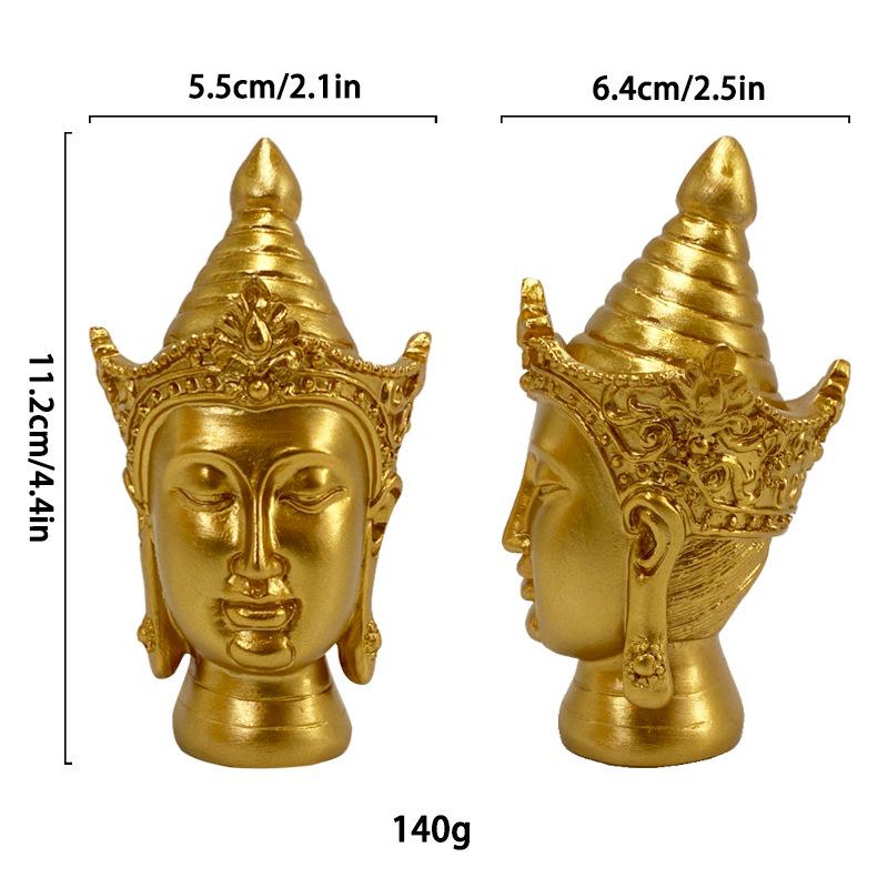 

Мініатюрна статуетка голови Будди Креативна Стародавня скульптура Будди з Південно-Східної Азії Смоляний виріб Ручна робота Дзен Декоративні фігурки для дому золотий