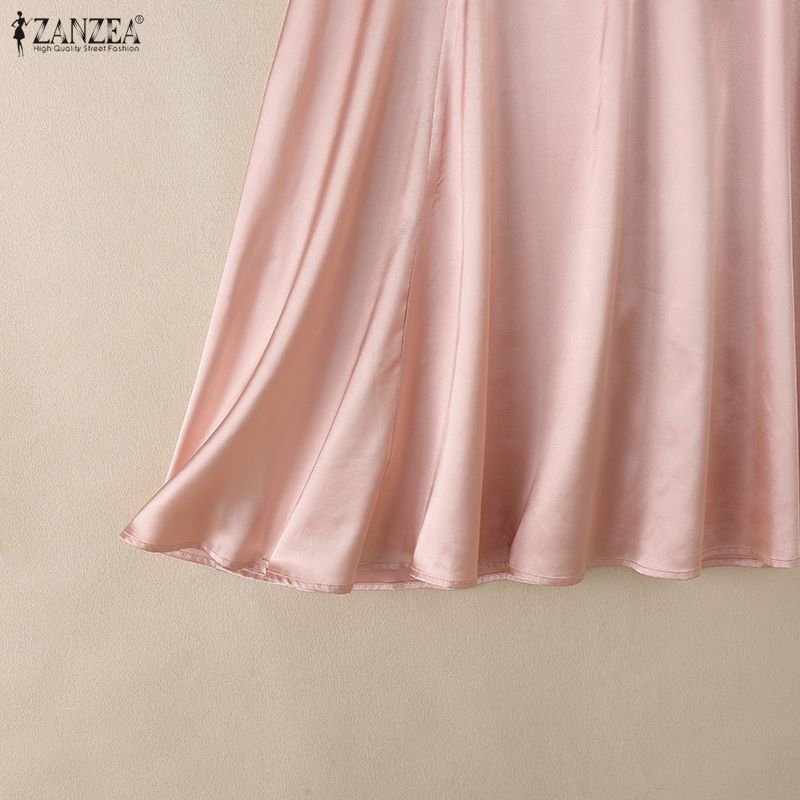 ZANZEA Women Elegant Casual Solid Color Satin A-line Skirts