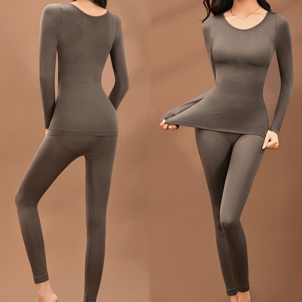 Lingerie Thermal Clothes Set Round Neck Warmth Long Underwear Women Thermal Underwear  Girl