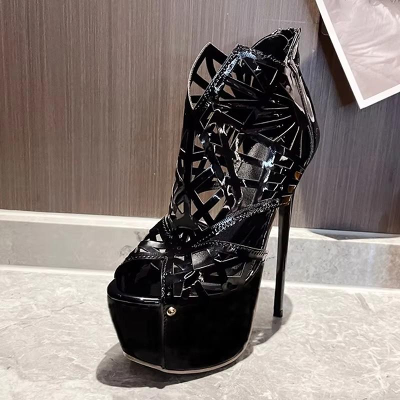Spring Autumn Solid Round Toe Extreme High Heels Stripper Pole Dance Shoes Fashion Lace Up Women Platform Pumps Size 35-42