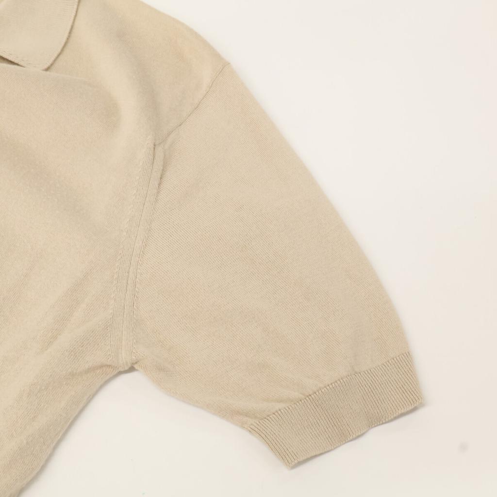 JOHN SMEDLEY SYRES Cotton High Gauge Knit Skipper Shirt tops L beigeUsed