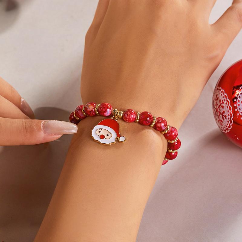 Weihnachten Bunte Perlen Mehr Element Anhänger Armbänder Für Frauen Weihnachtsmann Schneeflocke Baum Elch Armband Party Schmuck