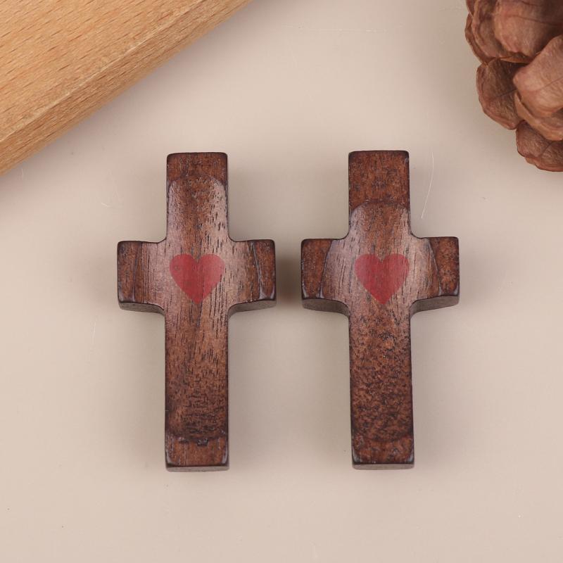 1/2PCS Wooden Pocket Prayer Cross, Small Handheld Cross For Comfort, Pocket Gift For Prayer & Faith
