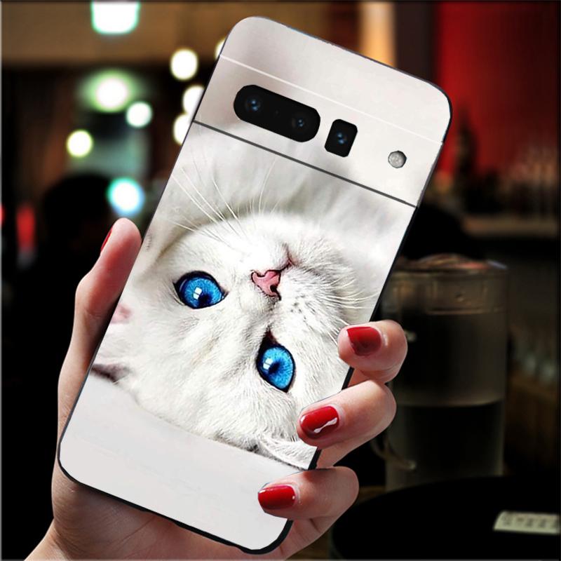 Phone Case For Google Pixel 10 9 Pro XL 9A 8 7 6 Pro Pixel 8A 7A 6A Pixel 8 7 6 5 Cartoon Black Cat