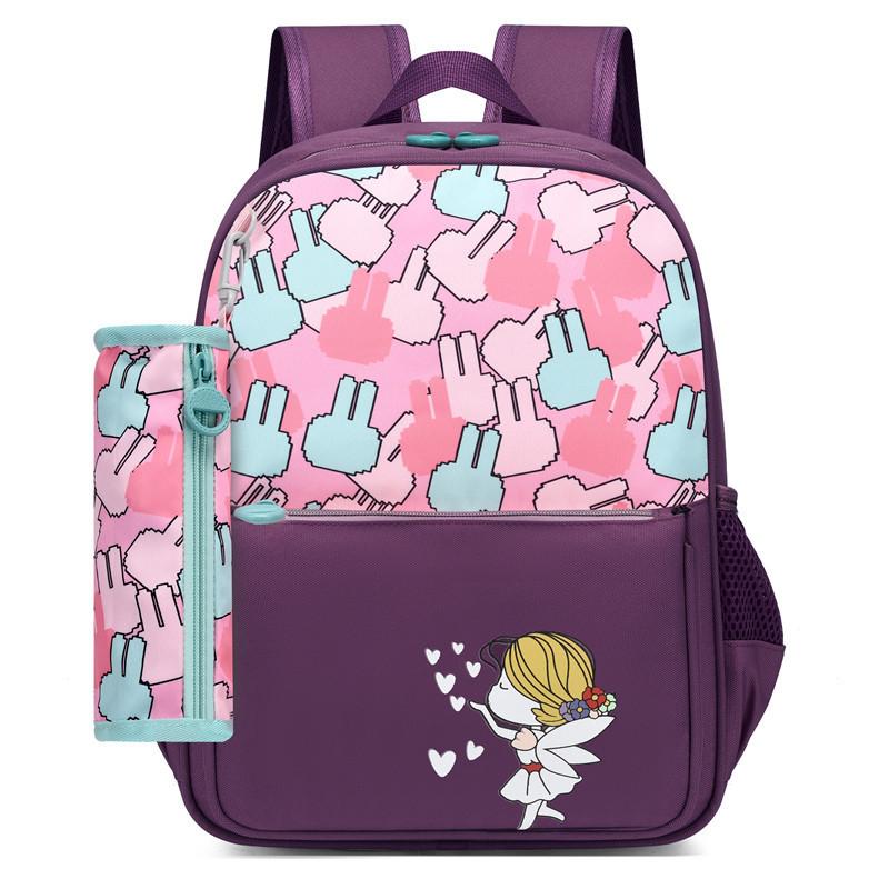 Fashionable Large Capacity Canvas Cartoon Backpack For Elementary School Kids Unisex