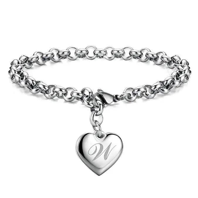 New Copper noble Heart 26 Letteres chain Bracelets for women Fashion Designer party wedding Jewelry gifts