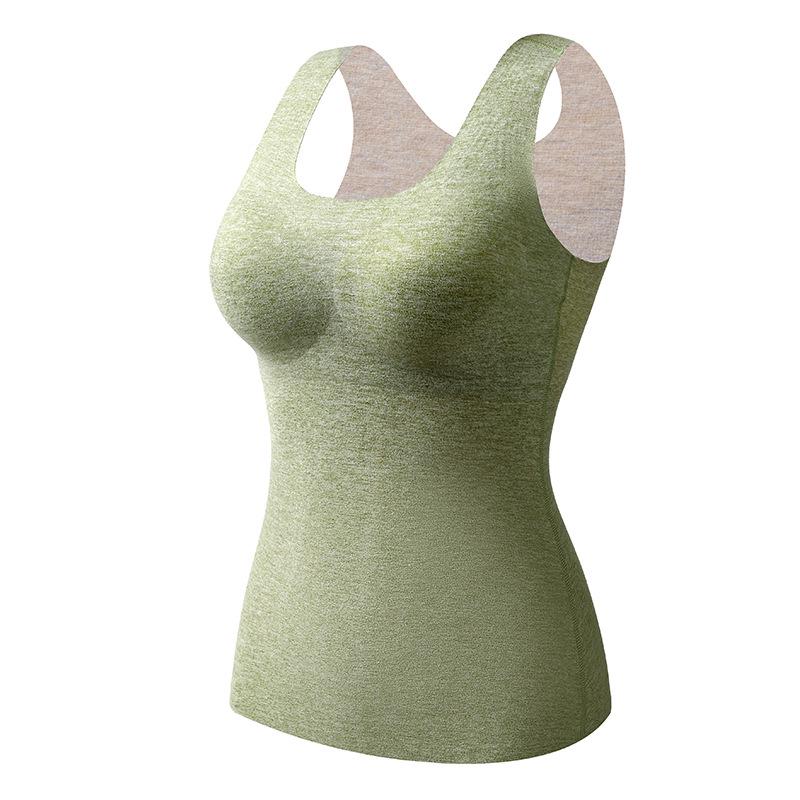 

«Немецкий бархатный бесшовный термобелье-жилет с фиксированной нагрудной накладкой — облегающий кашемировый шелковый внутренний/верхний элемент» XL (60-70 kg) зелёный