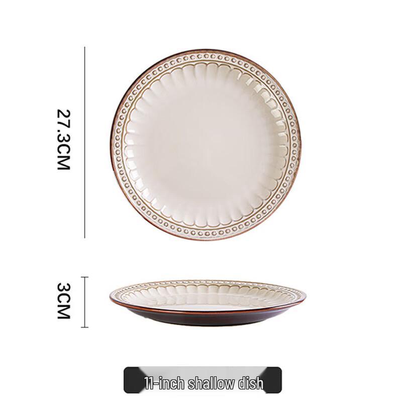 ZhiShi Palace Relief Embossed Ceramic Dinner Plate
