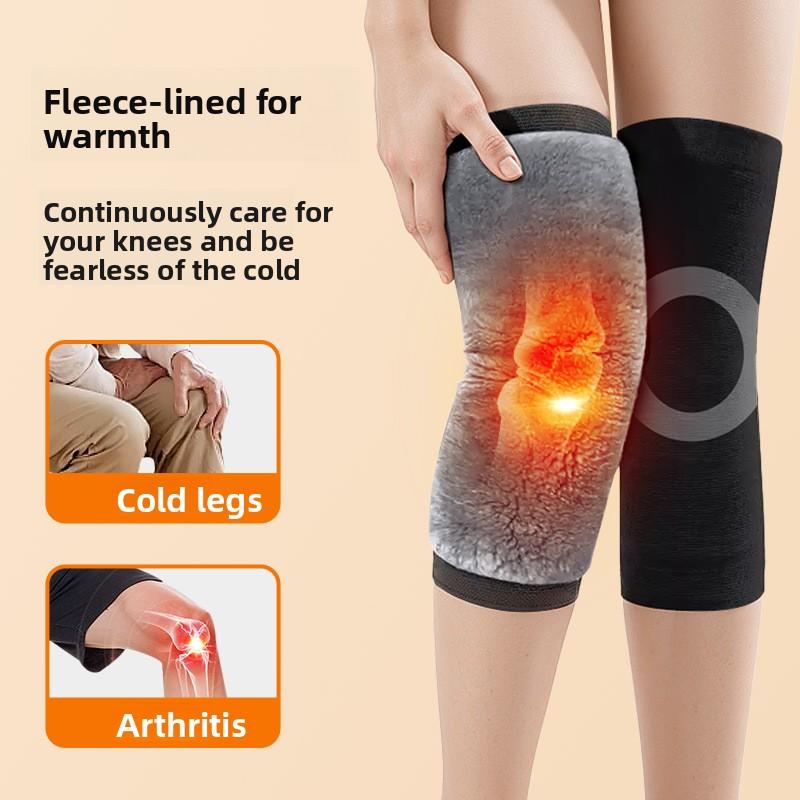 1Pair Winter Knee Warmers M-XL Adjustable Strap Soft Rabbit Fur-Like Fabric Leg Warmer Comfortable Knee Sleeves