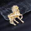 Exquisite Craftsmanship Brooch Pin Sparkling Rhinestones Inlaid Horse Design Collar