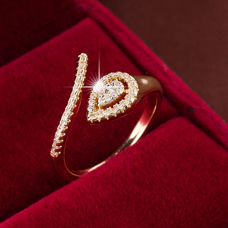 Custom Snake-Shaped Zirconia Inlaid Ring - Trendy Korean Fashion Adjustable Opening
