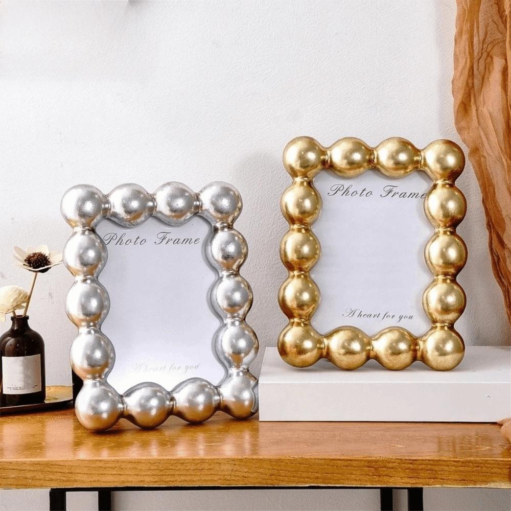 8 Inch Resin Photo Frame Luxury Picture Display Frame DIY Round Ball Border Frame Office Desk
