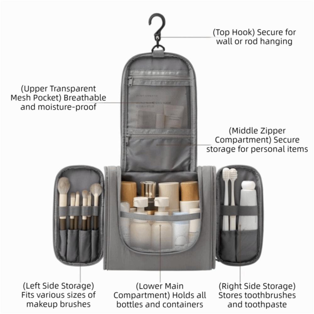 Three Zipper Hanging Toiletry Bag Large Capacity Cosmetic Bag Fashion Make Up Bags Unisex