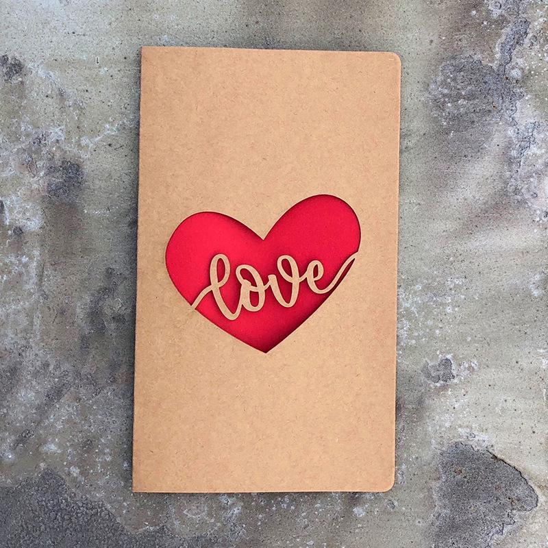 10pcs/bag Retro Kraft Paper Laser Hollowed Out Love Card, Thank You Card, High-end Greeting Card