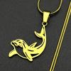 Jumping Dolphins Figure Chain For Women Men Stainless Steel Gold Color Ocean Life Animal Cute Pendant Necklace Jewelry Gifts