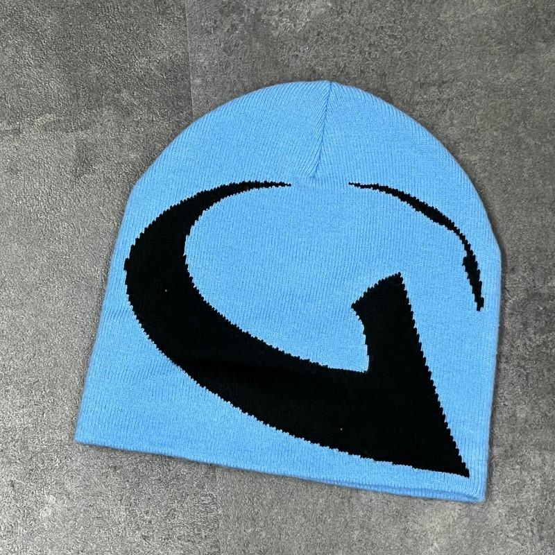 Beanie Manufacturer Custom Reversible Unisex Jacquard Knitted 100% Acrylic Color Blocking Embroidered Logo Warm Windproof 56-58CM небесно-голубой