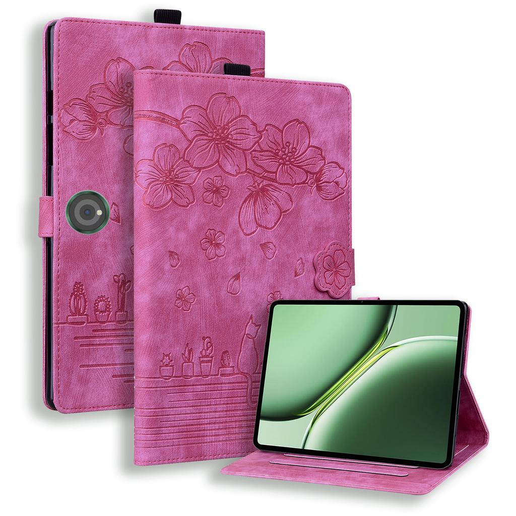 Für OnePlus Pad Pro/Pad 2 Hülle Kartenfächer Leder Tablet Ständer Folio Hülle Blume Katze