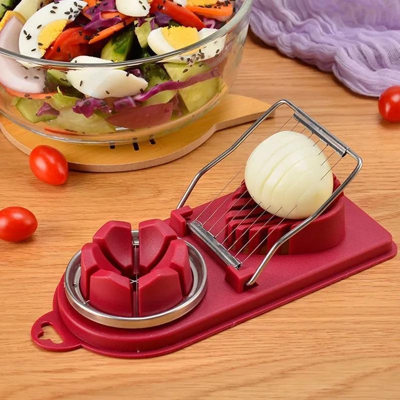 Hot Sale 2 In 1 Egg Slicer, Multipurpose Egg Slicer For Hard Boiled Eggs, Sturdy ABS Body With Stainless Steel Wires, Egg Cutter