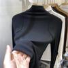 Half High Collar Base Shirt American Long Sleeved T-shirt Women's Trendy Slim Fit Top