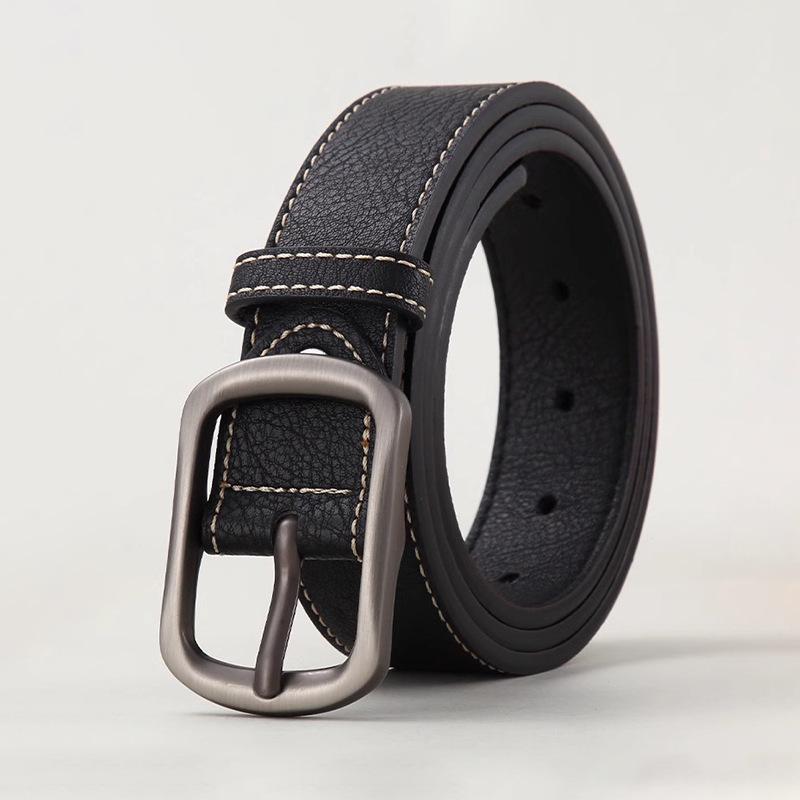 Ceinture en Cuir Style Rétro Hong Kong pour Homme avec Boucle à Ardillon - Polyvalente Large Décontractée