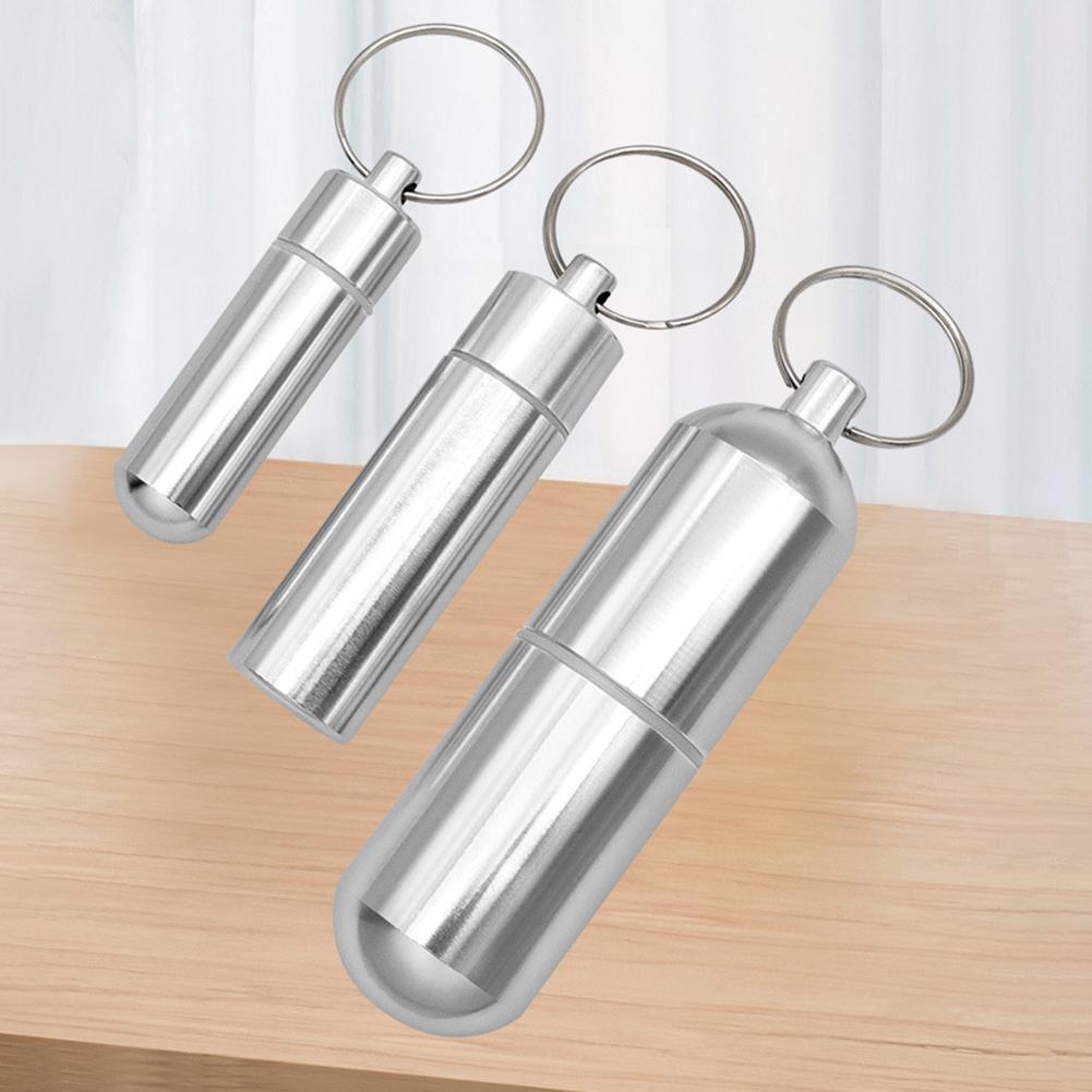 Keychain Capsule Box Portable Waterproof Elderly First Aid Pill Case Aluminum Alloy Health Care for Traveling Camping