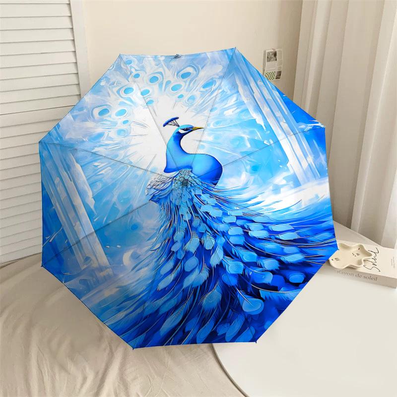 

1PC peacock blue Automatic Open/Close Umbrella with Windproof, 8-Rib Sturdy Canopy, Durable Ribs, Fashionable Design1287A