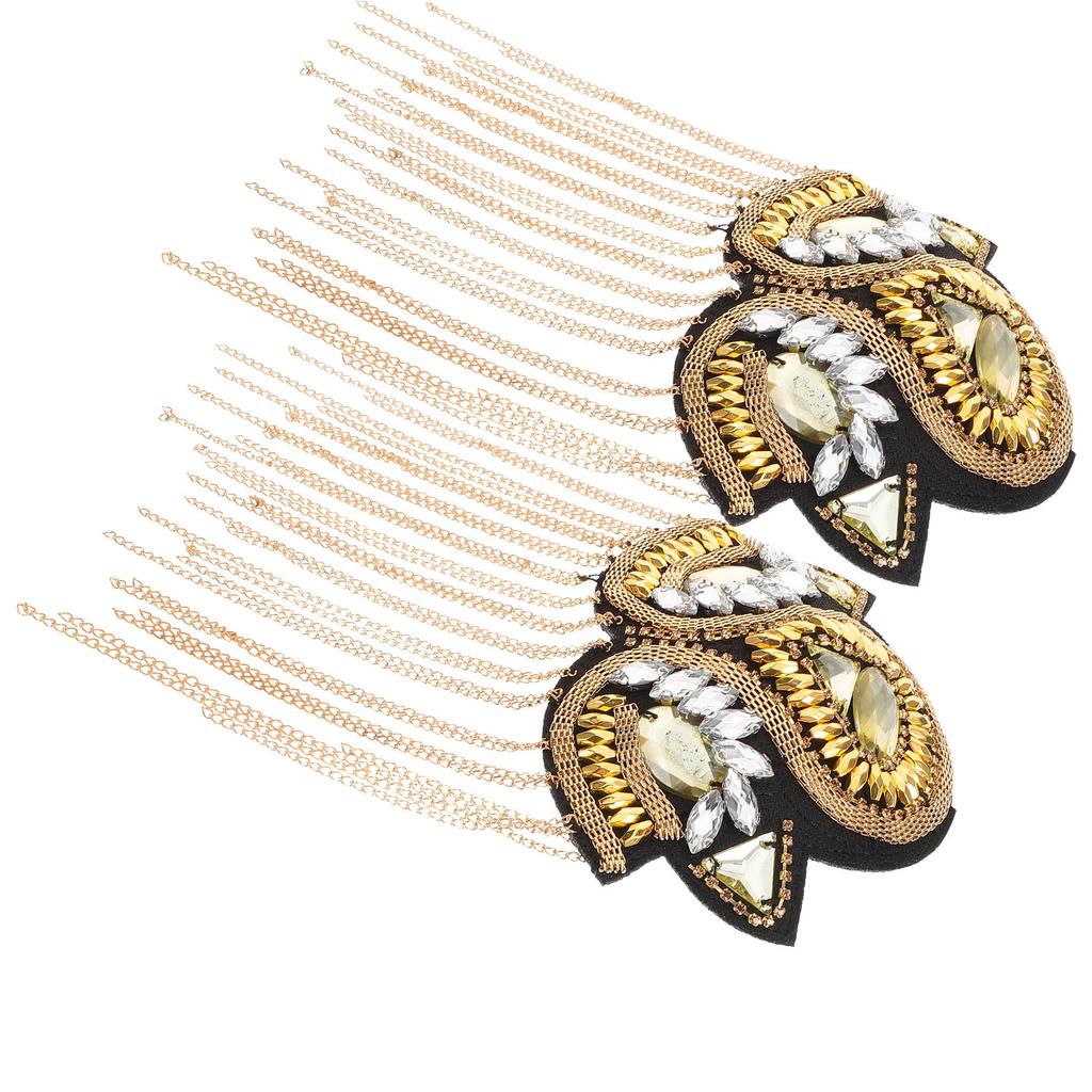 1 Pair Metal Epaulets Gold Vintage Tassel Shoulder Board Costume Dress Up Fringe Shoulder for Suit Epaulets