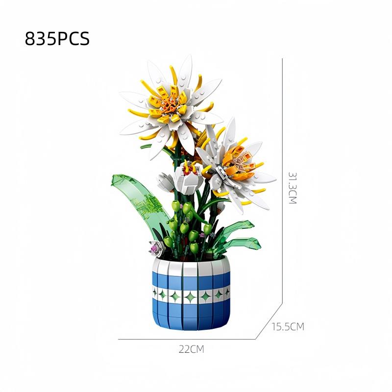 KNEW BUILT Eternal Flower Bouquet Building Up Bricks Toy-Home DecorStress-Relief PuzzlePerfect for Women’s Day/Teacher’s Day Perfect Gift