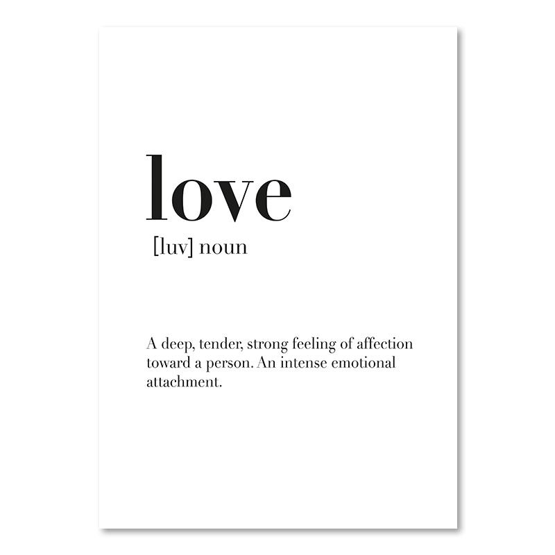 Schwarz-weißes Lebenszitat auf Leinwand, Gemälde im skandinavischen Stil, Liebesposter und Druck, nordische Wandbilder für Wohnzimmer, Heimdekoration