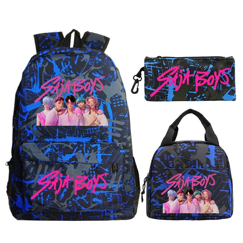 Kpop Peripheral Printing Student Schoolbag Large Capacity Casual Backpack Three-Piece Set