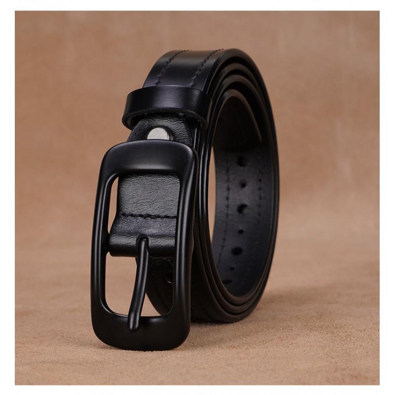 Womens Genuine Leather Belt With Pin Buckle Adjustable No-Hole Design Retro Chic Waistband Jeans Dresses