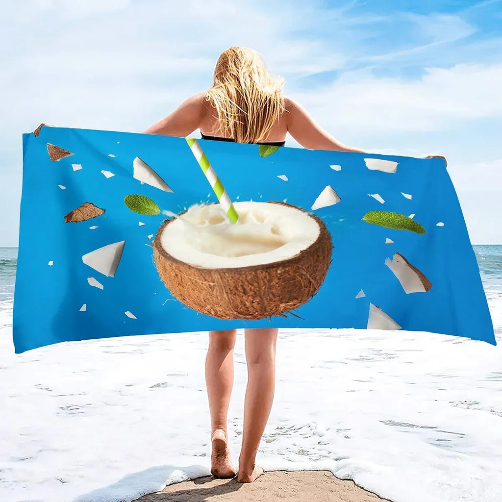 Coconut Beach Towel Oversized,Sand Free Microfiber Beach Towel, Super Absorbent Sunset Swim Beach Towels for Kids,Women,Men
