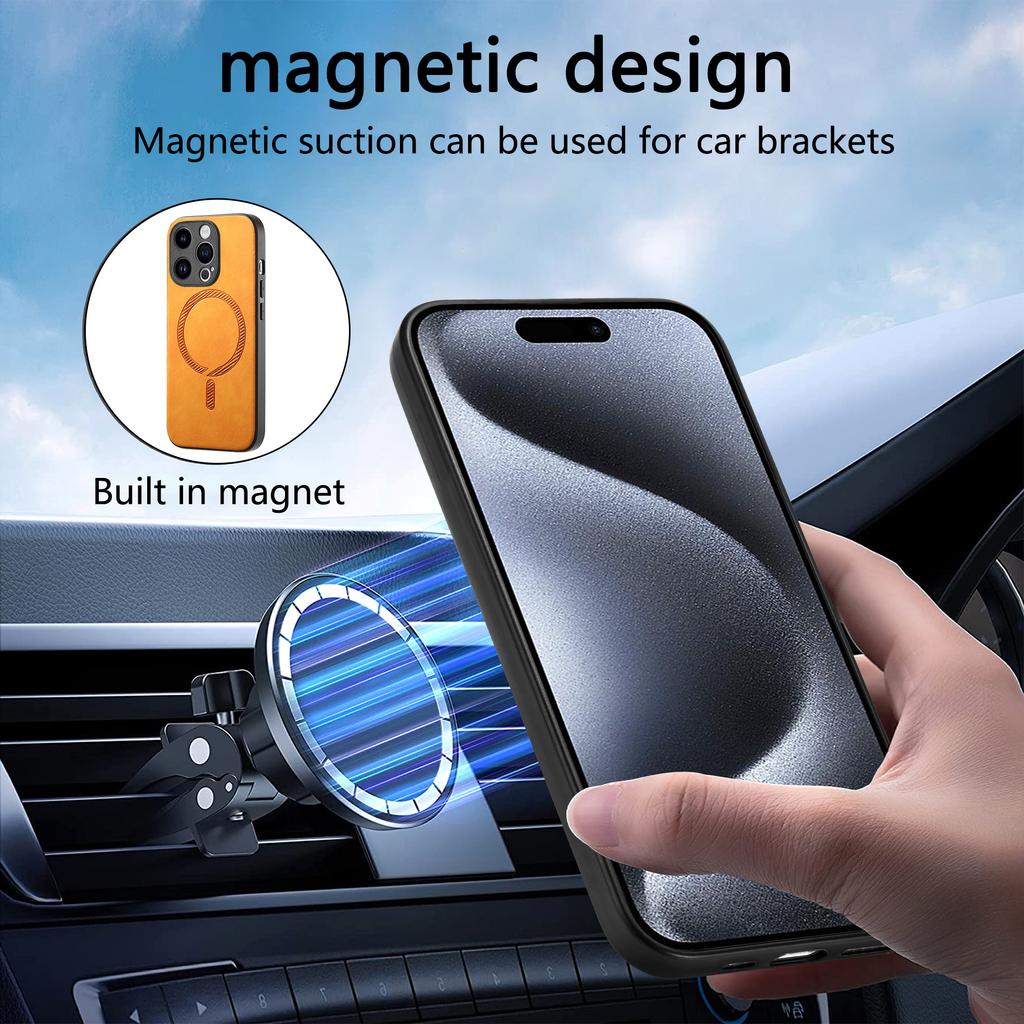 Magnetic Wireless Charging Leather For Magsafe Case For iPhone 15 Pro Max 14 Plus 13 12 11 XR SE 2022 Anti Drop Slim Skin Cover