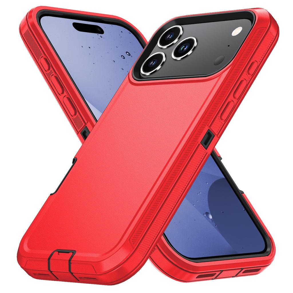 For iPhone 17 Pro Rugged Case PC + TPU Cell Phone Cover with Back Clip Kickstand