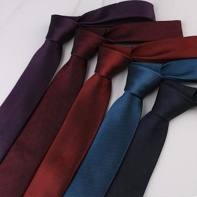 Erkek Trend İş Rahat Dar 6cm Polyester Jakarlı Kravat Düz Renk Çizgili Kravat
