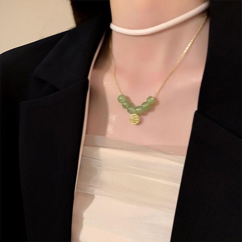 Simple Temperament Golden Beanie Necklace Female