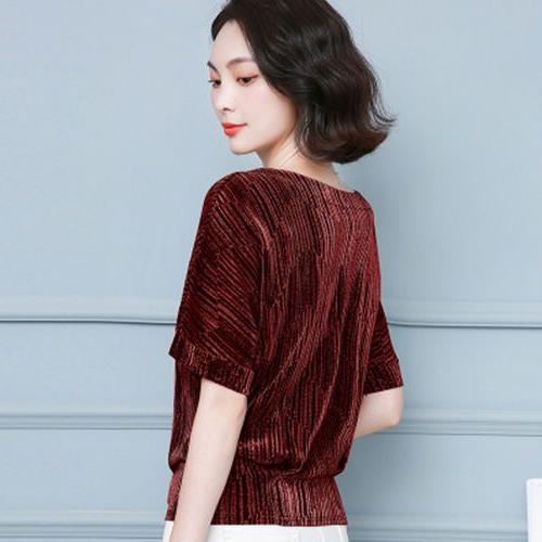 Plus Size Shine Women Blouses Glitter Loose Short Sleeve Shirt Tops Fashion Elegant Shiny Sequin Tunic Ladies Blouse