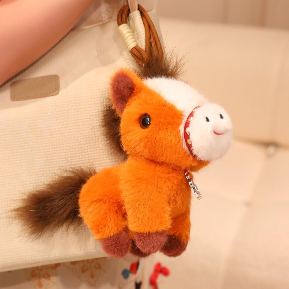 Cartoon Plush Horse Keychain Soft Pony Keychain Toy Zodiac Pony Figurine  New Year Gift