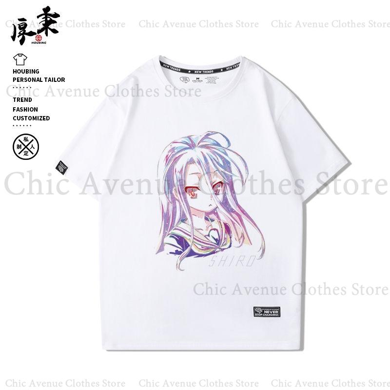 Anime NO GAME NO LIFE Series Print Tshirt for Unisex Women Cotton Tshirt Summer Tops Short Sleeve Tee Daily Clothes Casual T Shirt