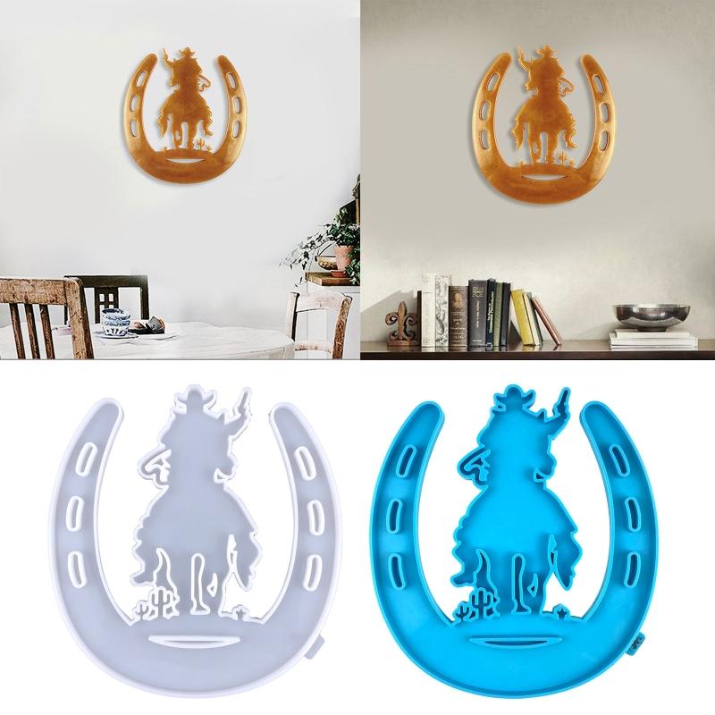 Nástěnné pryskyřičné formy Podkova Silikonové formy Epoxidová pryskyřice Kovbojský jezdec Forma pro DIY řemeslo Vánoční domácí dekorace