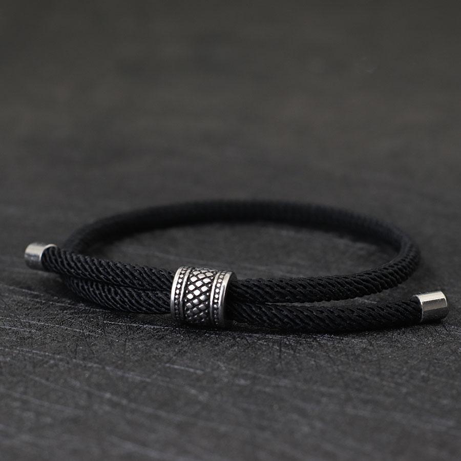 

Men s Vintage Viking Style 4mm Nylon Rope Chain Bracelet Adjustable Casual Wristband чорний
