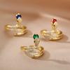 Stainless Steel Snake Rings For Women Men Gold Open Adjustable Zircon Ring Vintage Gothic Aesthetic Jewelry Anillos Mujer