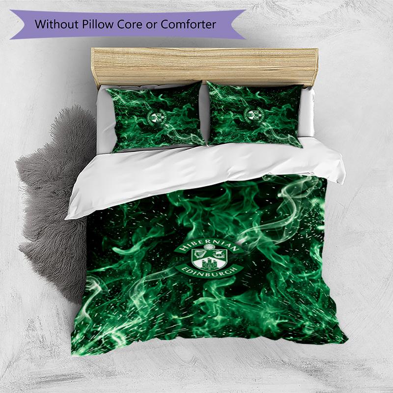 Hibernian FC Set Lenzuola Stampato 3 Pezzi Copripiumino Traspirante con Federe Biancheria da Letto Decorativa per Camera da Letto Casa