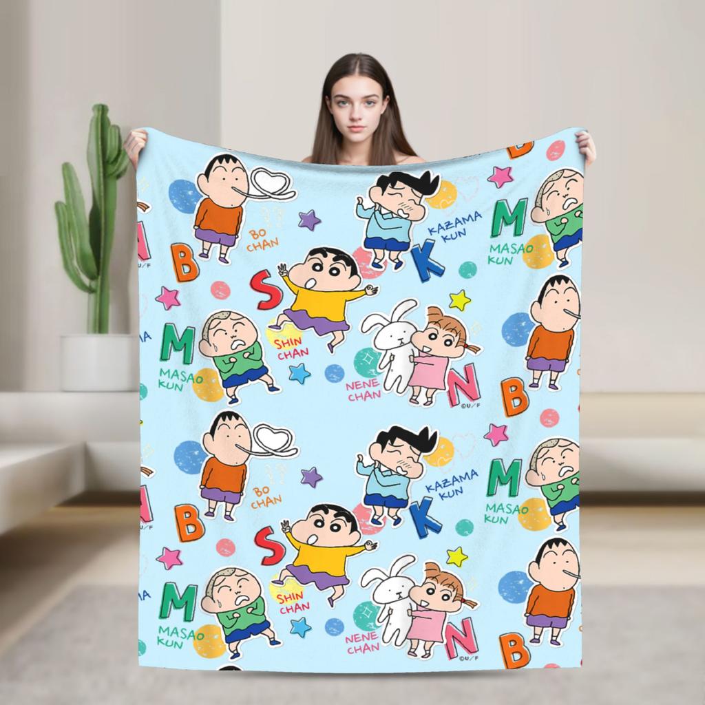 Crayon Shin chan Cartoon Decke Flanell Frühling Herbst Multifunktion Super Weich Überwurfdecken für Sofa Auto Bettwäsche Überwürfe