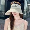 Summer alphabet straw hat women's UV protection empty top hat outdoor big brim basin hat beach travel sun hat