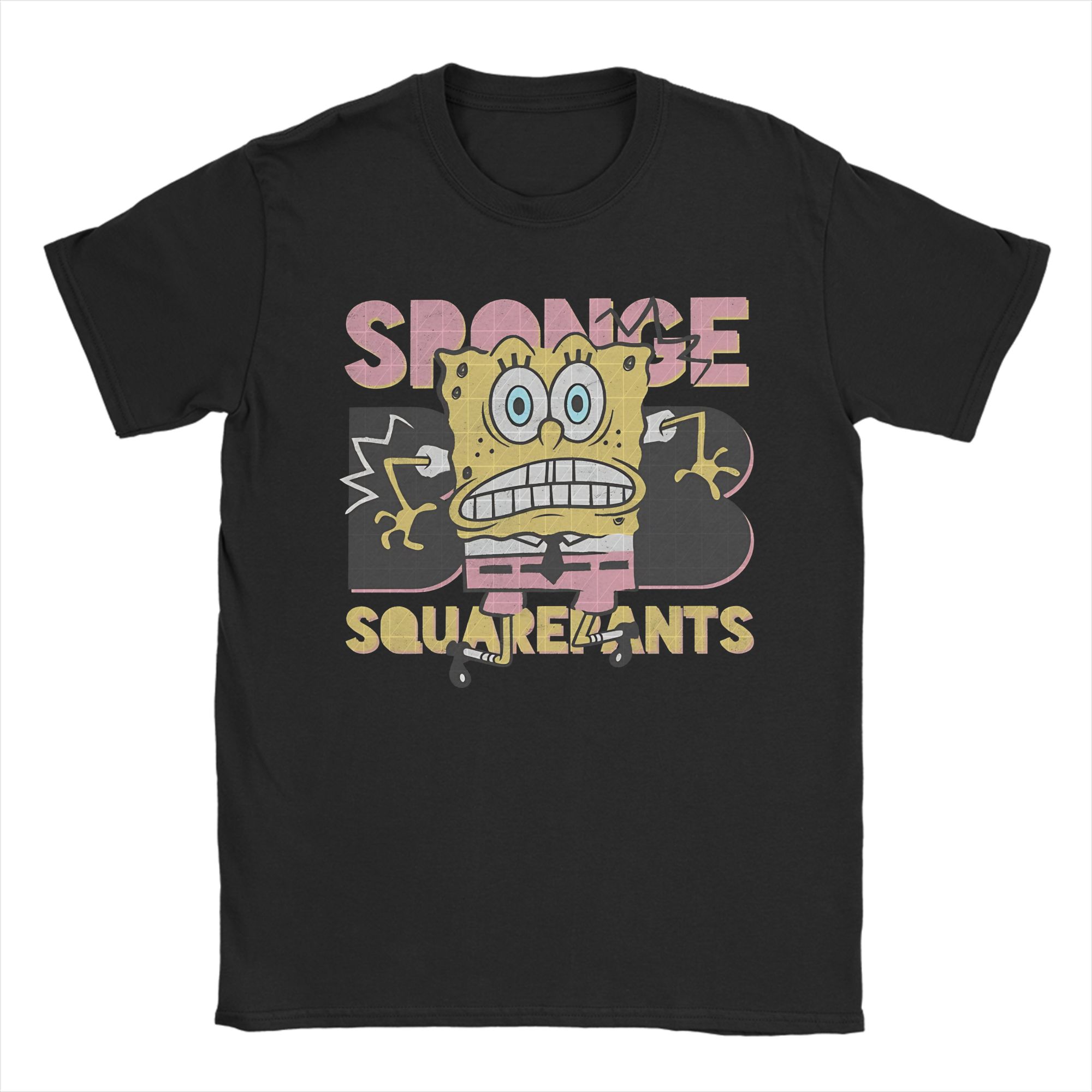 

Vintage T-Shirt Beach S-Spongebobs Fashion T Shirts Scared Spongents 100 Cotton Tshirt for Male Awesome Loose Short Sleeve ... S разноцветный