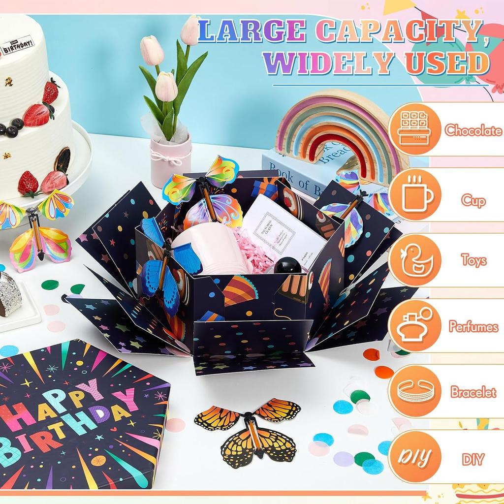 Flying Birthday Butterfly Surprise Gift Box, Large Butterfly Explosion Gift Box with 12 Pcs Flying Butterfly, Fantasy Box, Exploding Butterfly
