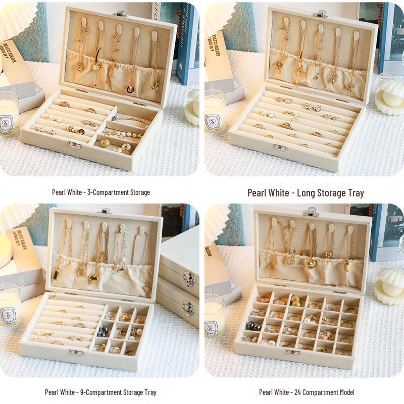 Schmuckorganizer aus Veloursstoff mit hoher Kapazität – Staubdichte & Elegante Aufbewahrung für Ohrringe, Ringe und Halsketten